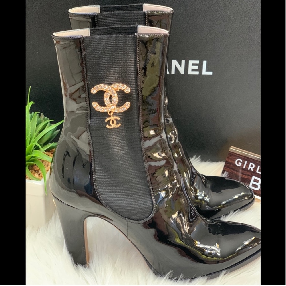 Chanel Patent Calfskin Boots
